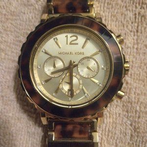 Michael Kors Women's MK5790 Chronograph Tortoise Gold Tone Watch